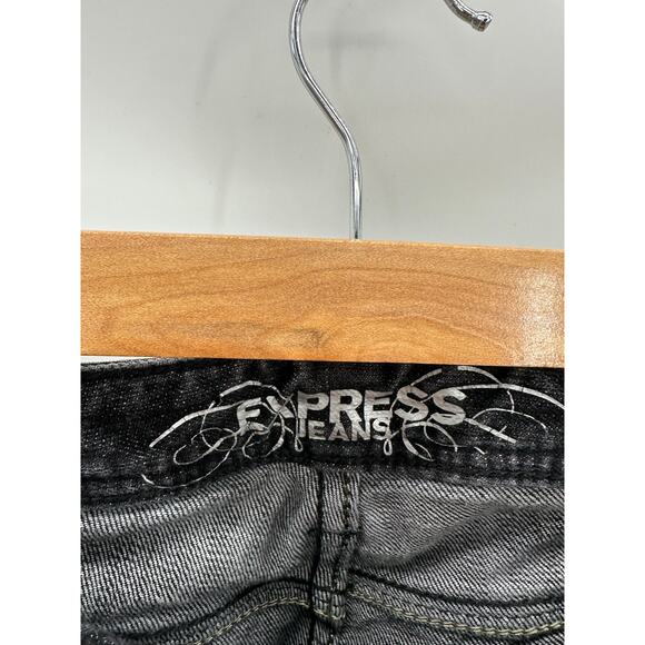 Express Black Wash Stella Skinny Denim Jeans Distressed Mid Rise Women Size 10 - Picture 6 of 10